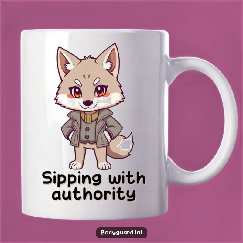 Funny Alert Wolf Jacket Mug: Authoritative Style Gift For Him