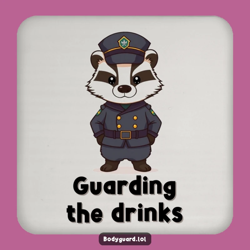 Funny Badger Guard Coaster: Stern Protection, Perfect Humorous Gift!
