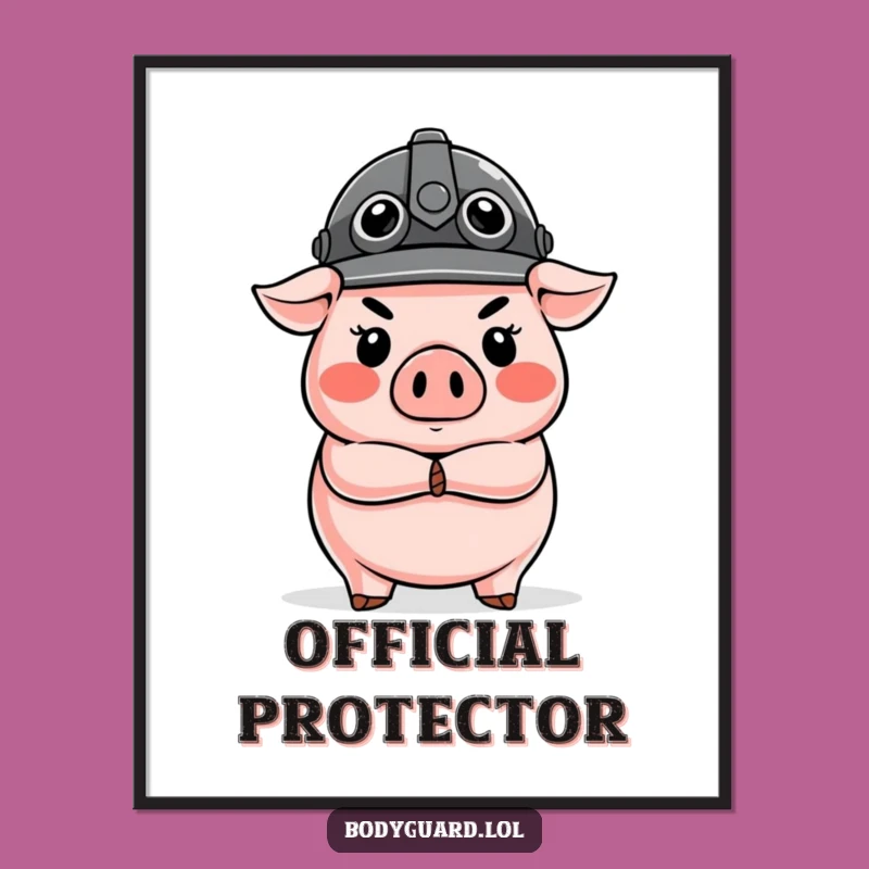 Funny Pig Guard Poster: Hilarious Stern Officer Art for Your Wall