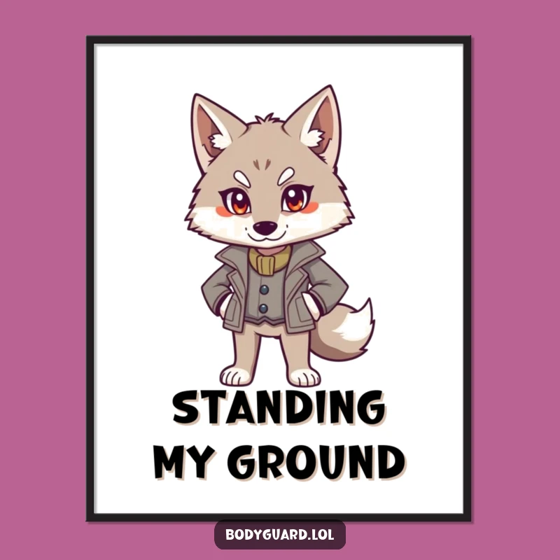 Funny Wolf Jacket Poster: Authoritative Art, Alert Wall Decor