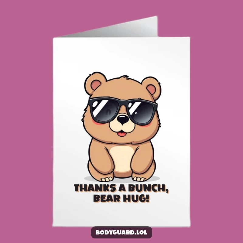 Free Printable Thank You Card: Bear Shows Gratitude with Humorous Style