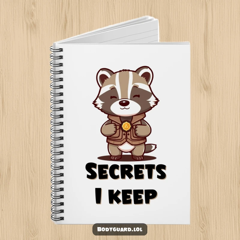 Funny Badger Protector Notebook featuring a badger in a vest, humorously guarding your notes in a safe place.