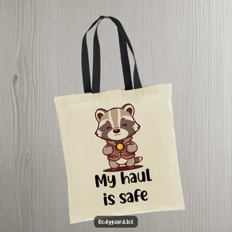 Funny Badger Vest Tote Bag with a protective badger, humorously guarding items within, perfect for daily use.